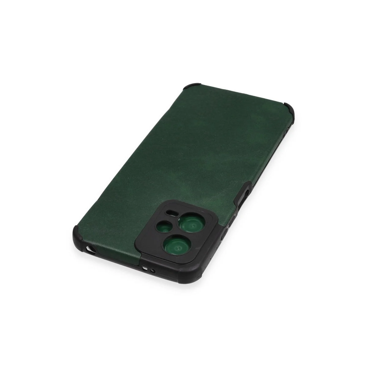Note 12 5G Kılıf - Deri Silikon Yeşil Güvenli Koruma Kılıfı