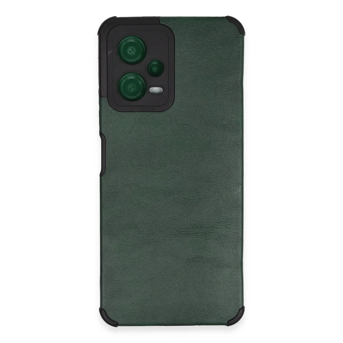 Note 12 5G Kılıf - Deri Silikon Yeşil Güvenli Koruma Kılıfı