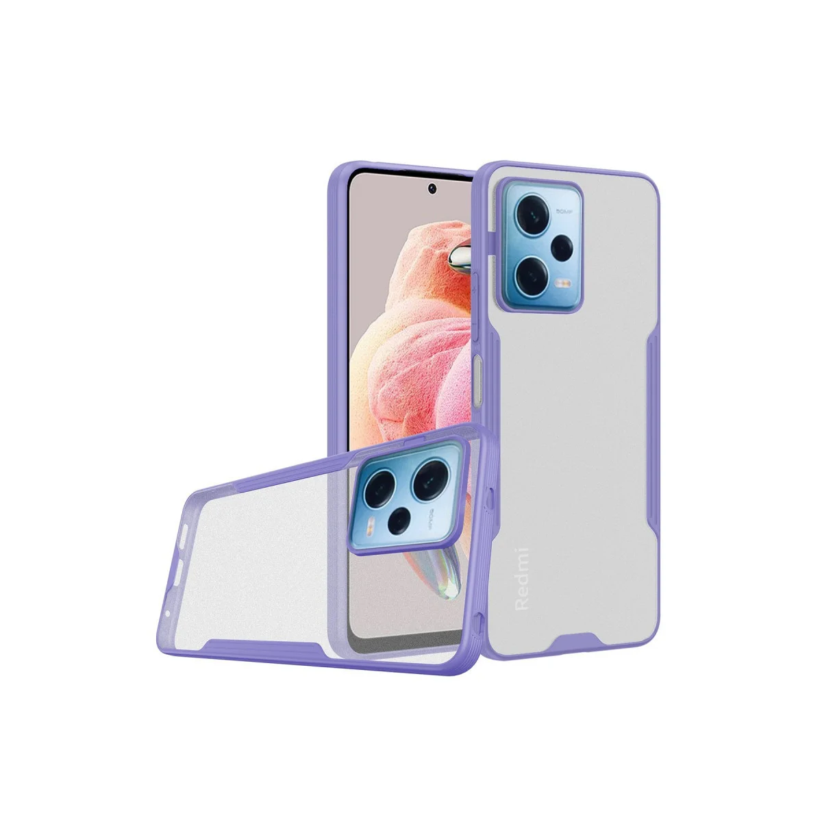 Note 12 5G Kılıf - Platin Silikon Lila, TPU & Fiber Karışımı Yüksek Kalite Koruma
