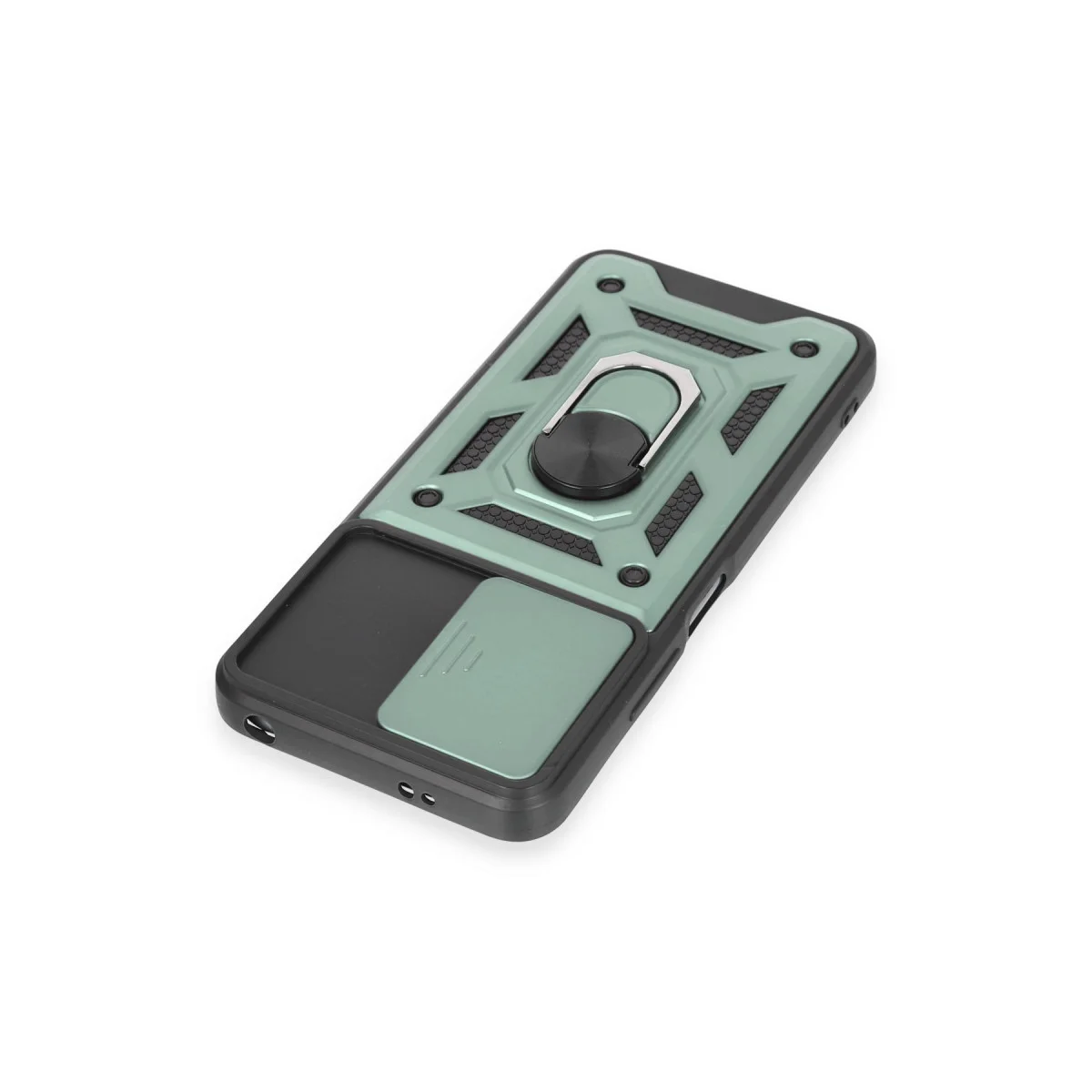 Note 12 5G Silikon Kılıf - Pars Lens Yüzüklü Yeşil Koruma Kılıfı