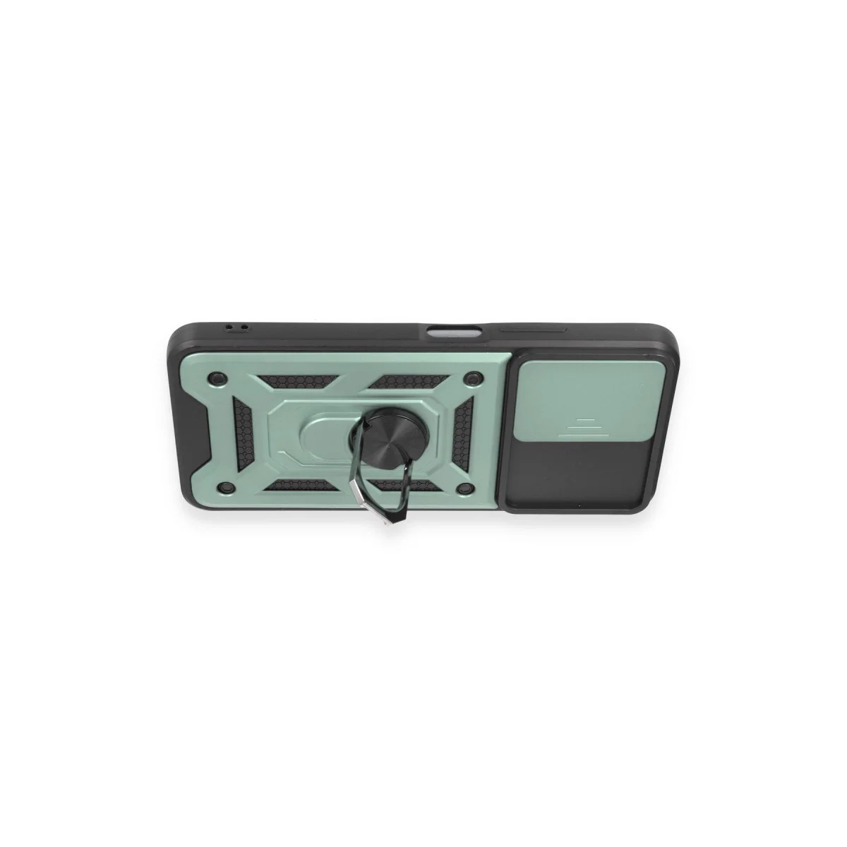 Note 12 5G Silikon Kılıf - Pars Lens Yüzüklü Yeşil Koruma Kılıfı