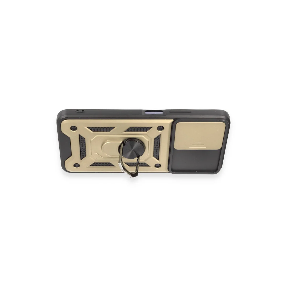 Note 12 5G Silikon Kılıf - Lens Korumalı ve Metal Standlı Gold