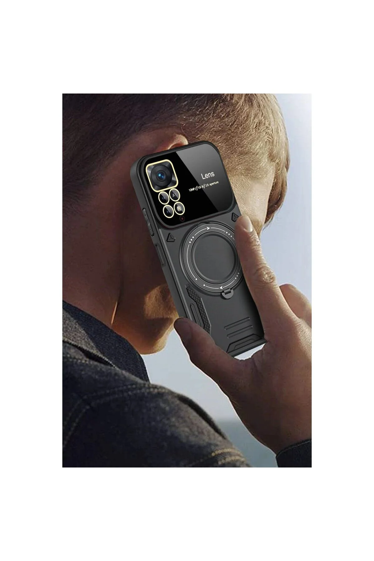 Note 12 Pro 4g Kılıf Joy Lens Standlı Kapak - Siyah Note 12 Pro 4g Kılıf Joy Lens Standlı Kapak - Siyah