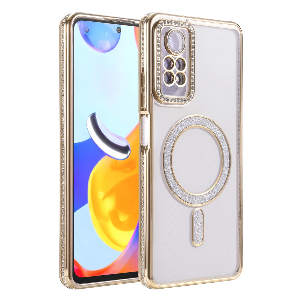 Note 12 Pro 4G Kılıf - Gold Parlak Simli Magneticsafe ve Kablosuz Şarj Destekli Premium Koruma