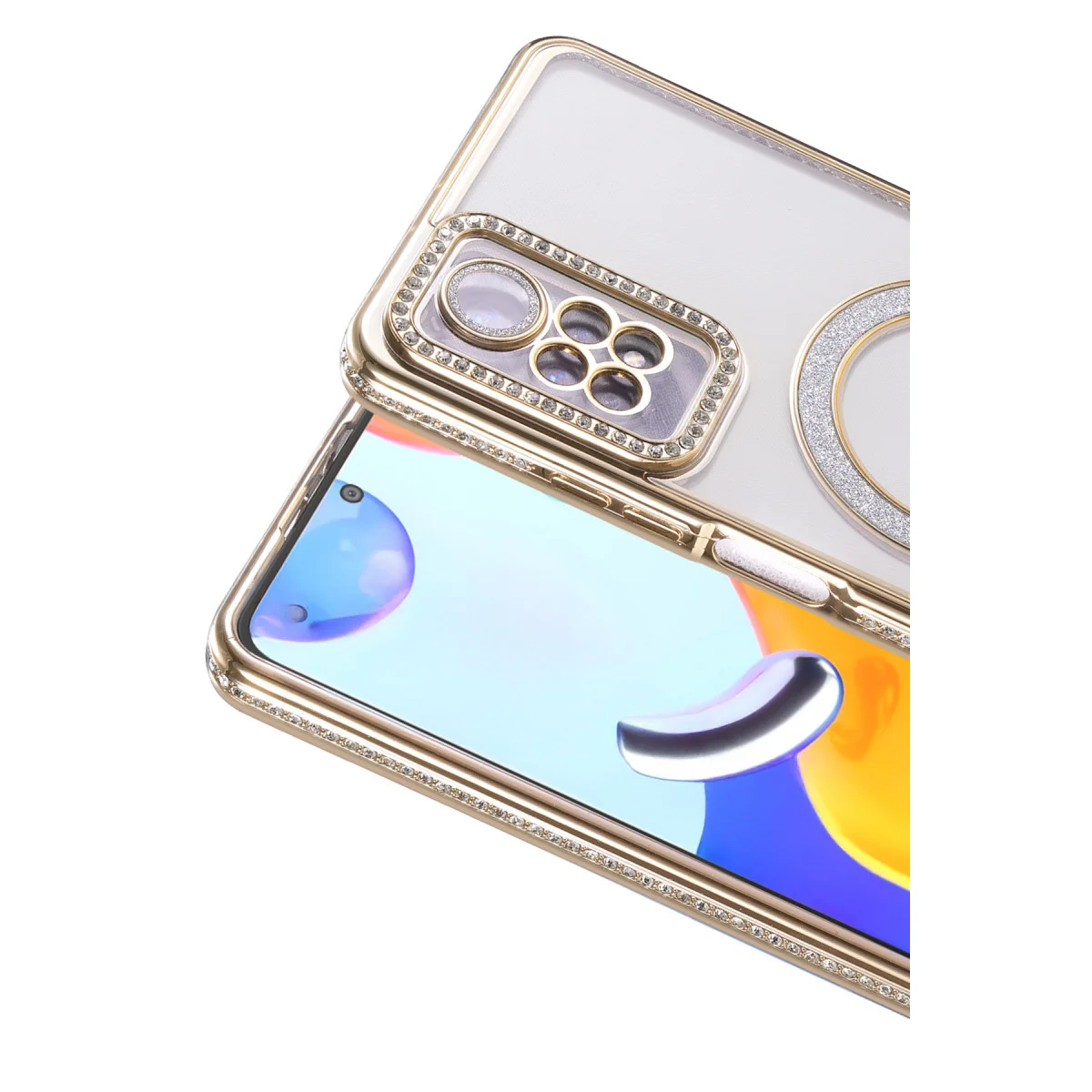 Note 12 Pro 4G Kılıf - Gold Parlak Simli Magneticsafe ve Kablosuz Şarj Destekli Premium Koruma