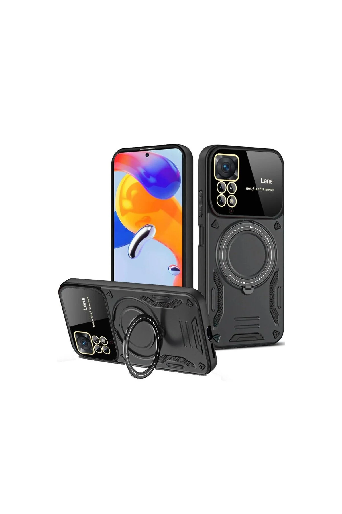 Note 12 Pro 4g Kılıf Joy Lens Standlı Kapak - Siyah Note 12 Pro 4g Kılıf Joy Lens Standlı Kapak - Siyah