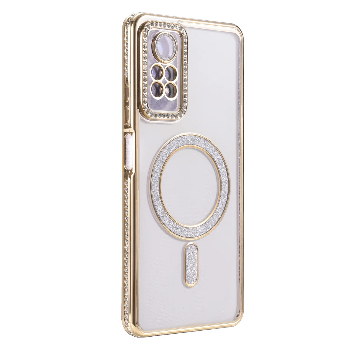 Note 12 Pro 4G Kılıf - Gold Parlak Simli Magneticsafe ve Kablosuz Şarj Destekli Premium Koruma