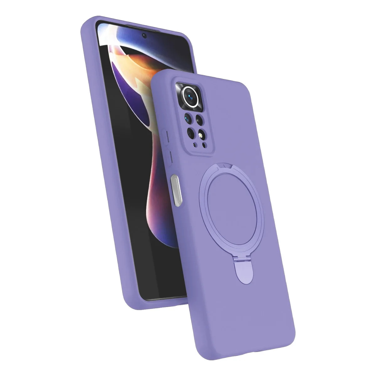 Note 12 Pro 4G Regal Magsafe Standlı Kapak - Lila - Pratik Şarj ve Güçlü Koruma