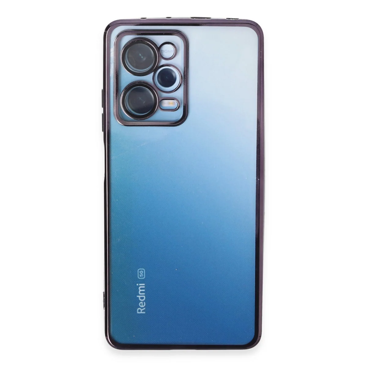 Note 12 Pro 5G Kılıf Razer Lensli Silikon Mor - Şeffaf & 4 Köşe Darbe Emici