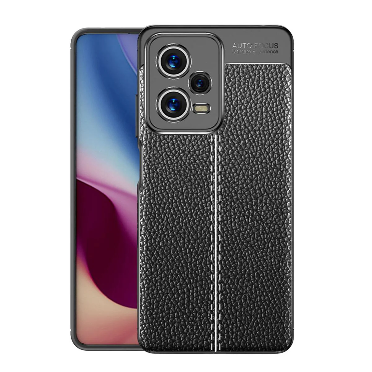 Note 12 Pro 5G Kılıf Auto Focus Siyah - Deri Dokulu Premium Koruma Kalkanı