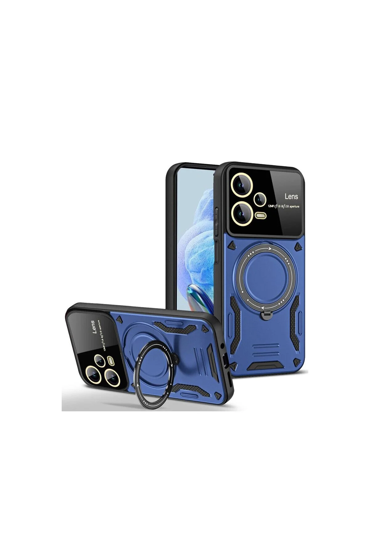 Note 12 Pro 5g Kılıf Joy Lens Standlı Kapak - Lacivert