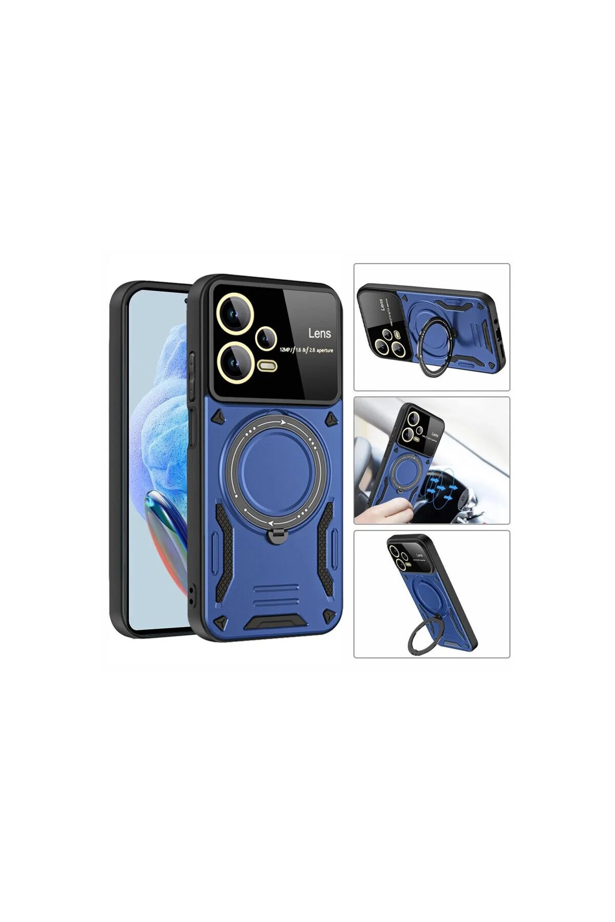 Note 12 Pro 5g Kılıf Joy Lens Standlı Kapak - Lacivert