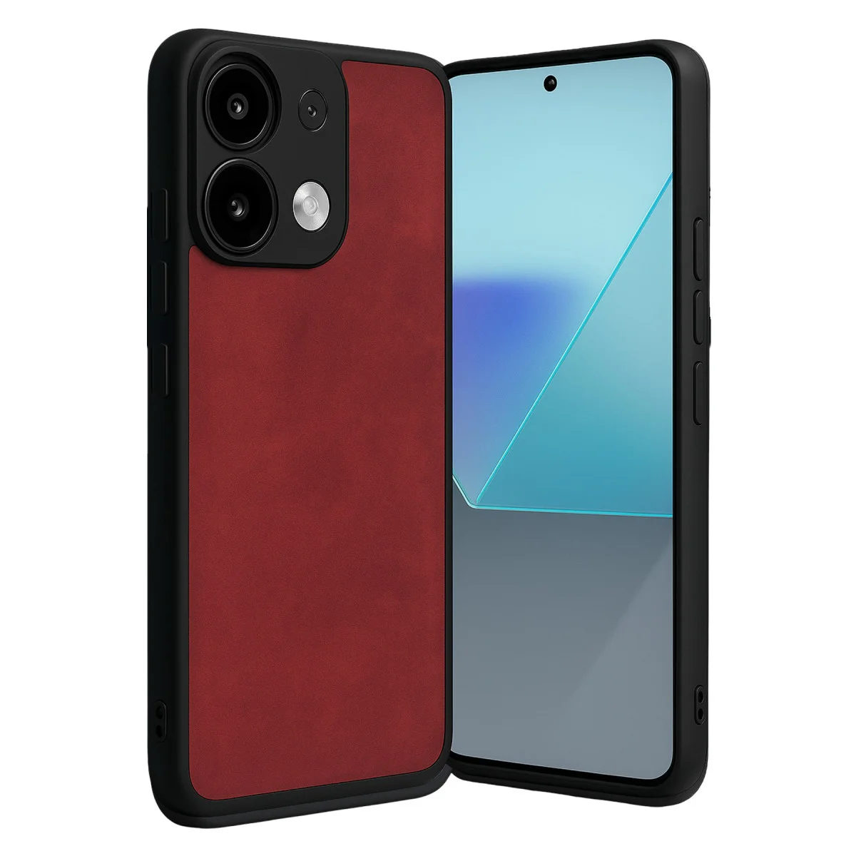 Note 13 4G Aras Deri Kapak Kırmızı - Premium Suni Deri Dokusu ve 360° Tam Koruma