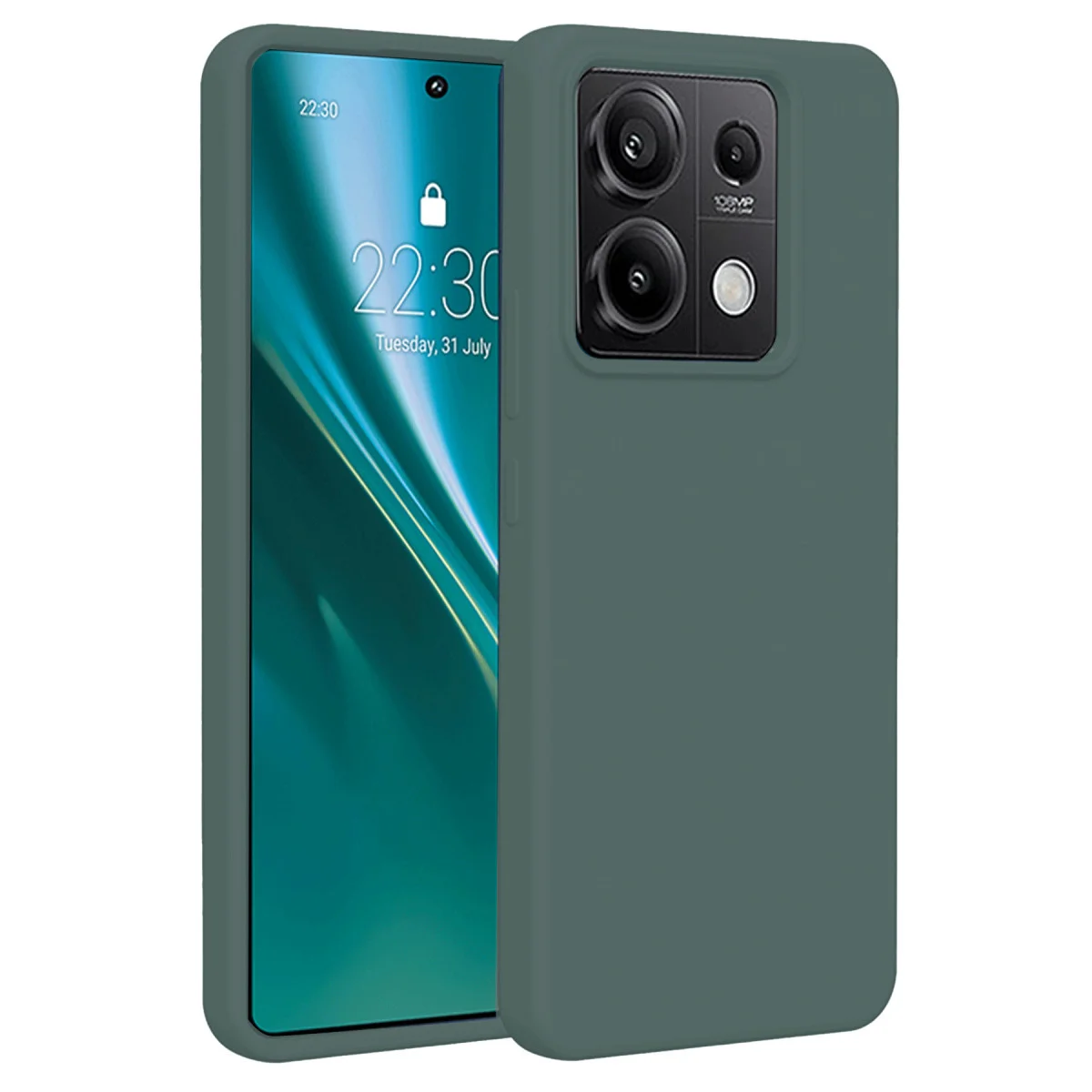 Note 13 4G First Serisi Silikon Kılıf - Koyu Yeşil, Ultra İnce ve Darbe Emici