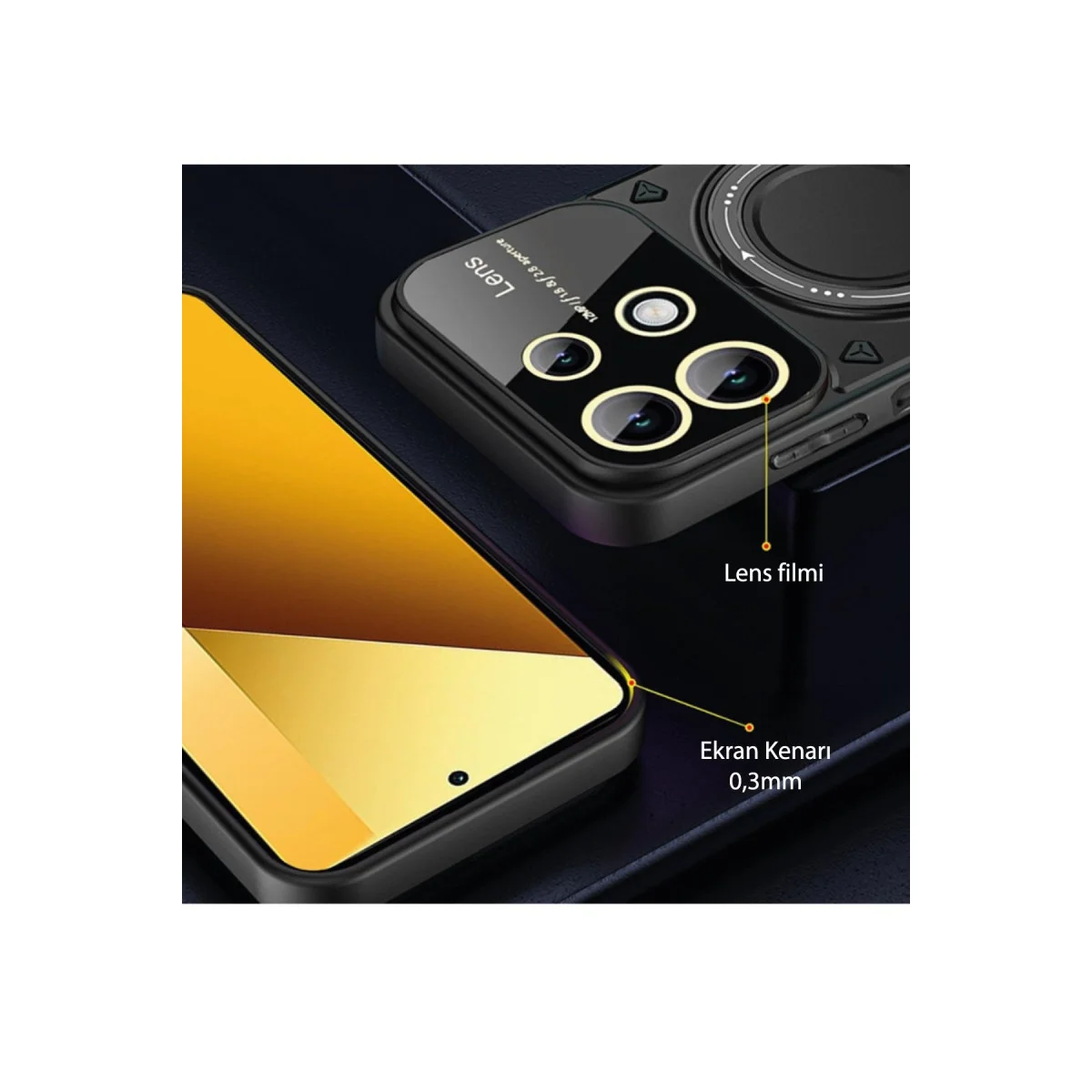 Note 13 4G Joy Lens Standlı Kılıf - Kırmızı Darbe Korumalı