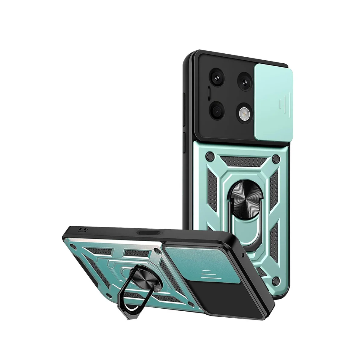 Note 13 4G Lens Korumalı Silikon Kılıf Yeşil - Pürüzsüz Doku ve Otomatik Stand