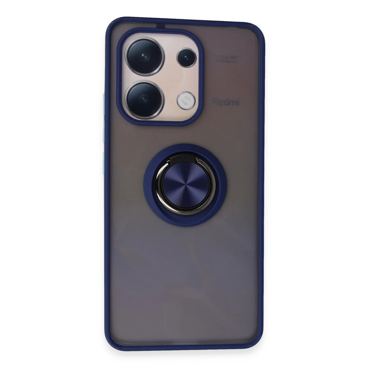 Note 13 4G Montreal Yüzüklü Silikon Kılıf - Lacivert - Parmak İzi Bırakmayan, Metal Ringli Güvenli Koruma