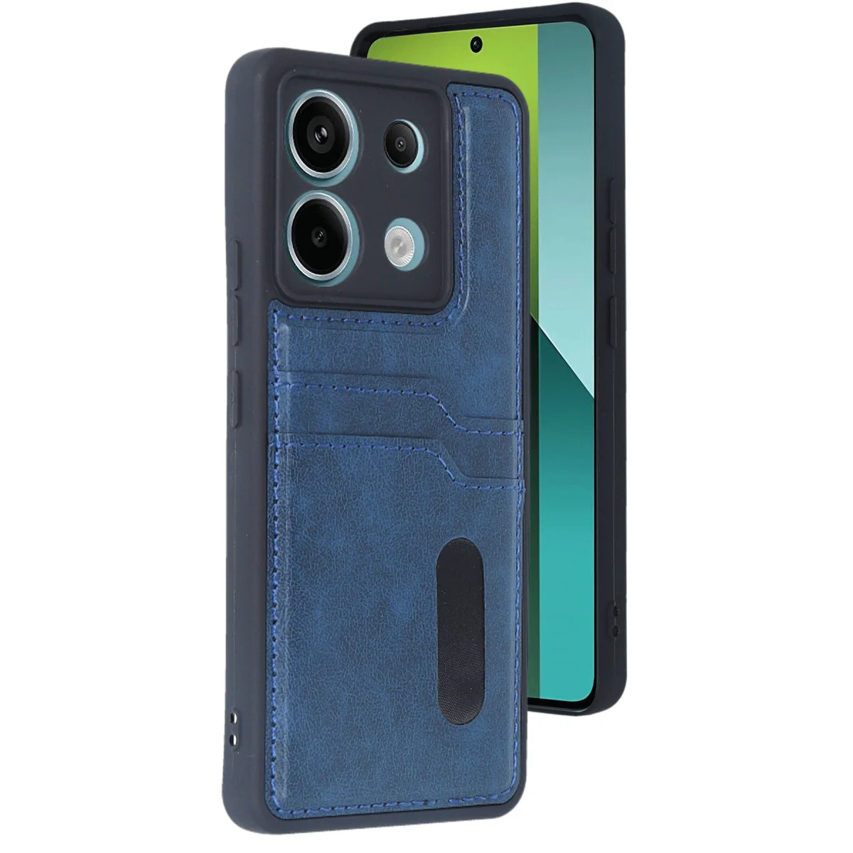 Note 13 Pro 4G Kartvizitli Deri Kılıf - Lacivert