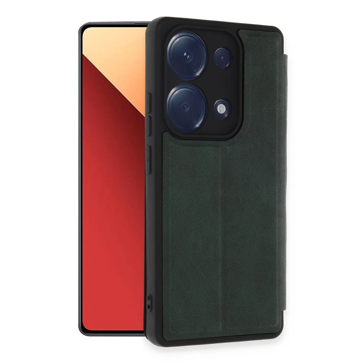 Note 13 Pro 4G Kılıf Flip Cover - Koyu Yeşil Premium Koruma