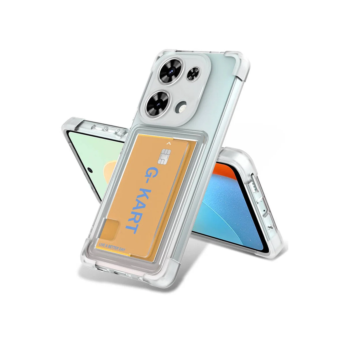 Note 13 Pro 4G Kılıf - Şeffaf Silikon Kartlık ile Ekran Koruma ve Pratiklik