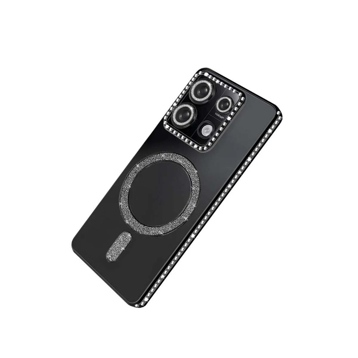 Note 13 Pro 4G Magneticsafe Kılıf - Siyah Joke Simli Premium Tasarım