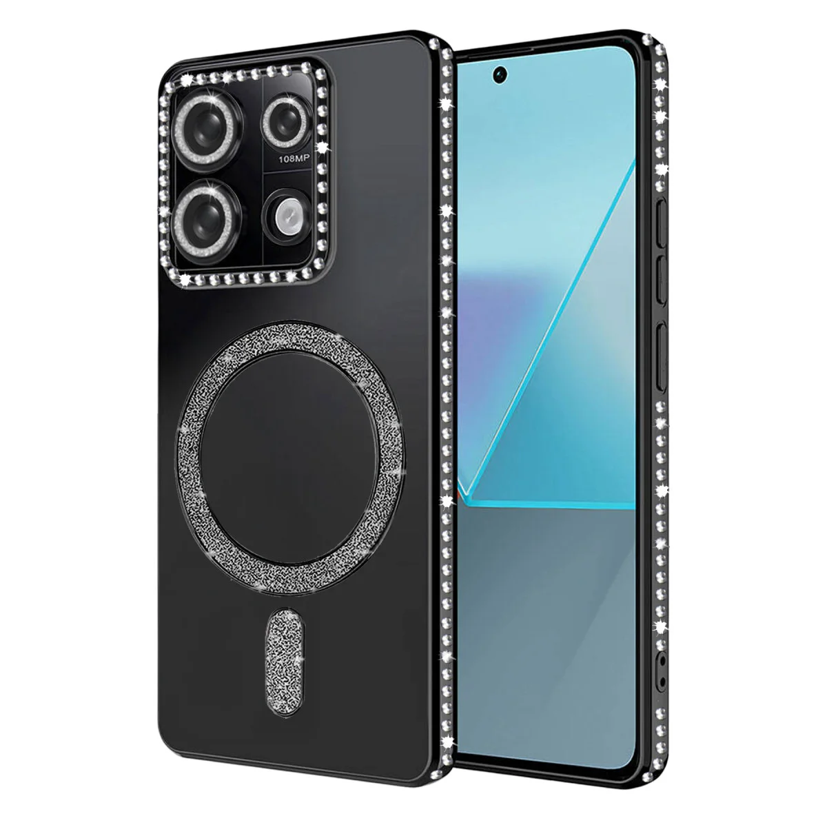 Note 13 Pro 4G Magneticsafe Kılıf - Siyah Joke Simli Premium Tasarım