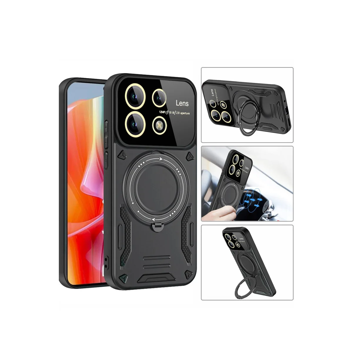 Note 13 Pro 5G Joy Lens Standlı Kılıf - Mor