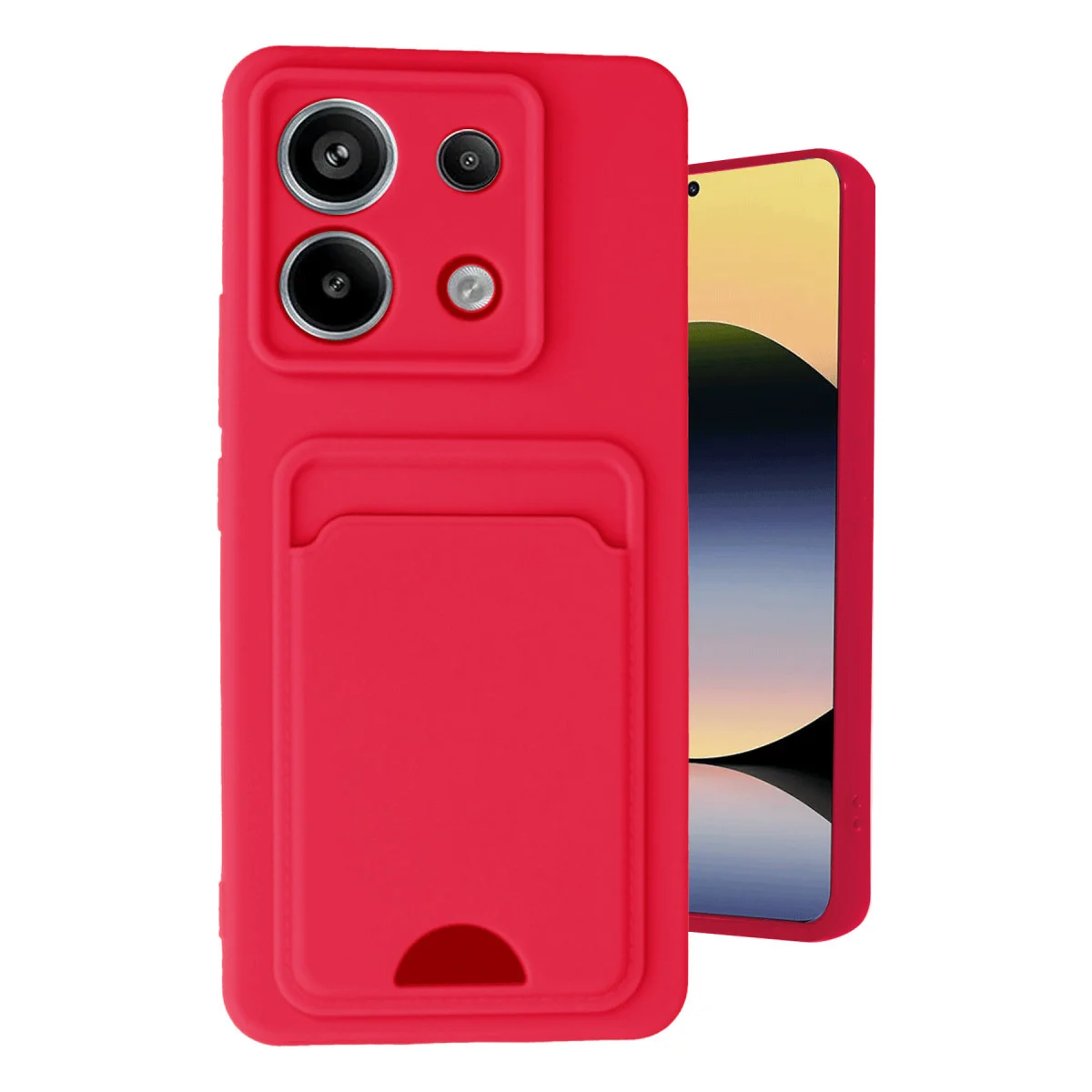 Note 13 Pro 5G Kelvin Kartvizitli Silikon Kılıf - Kırmızı (Premium Koruma & Fonksiyon)