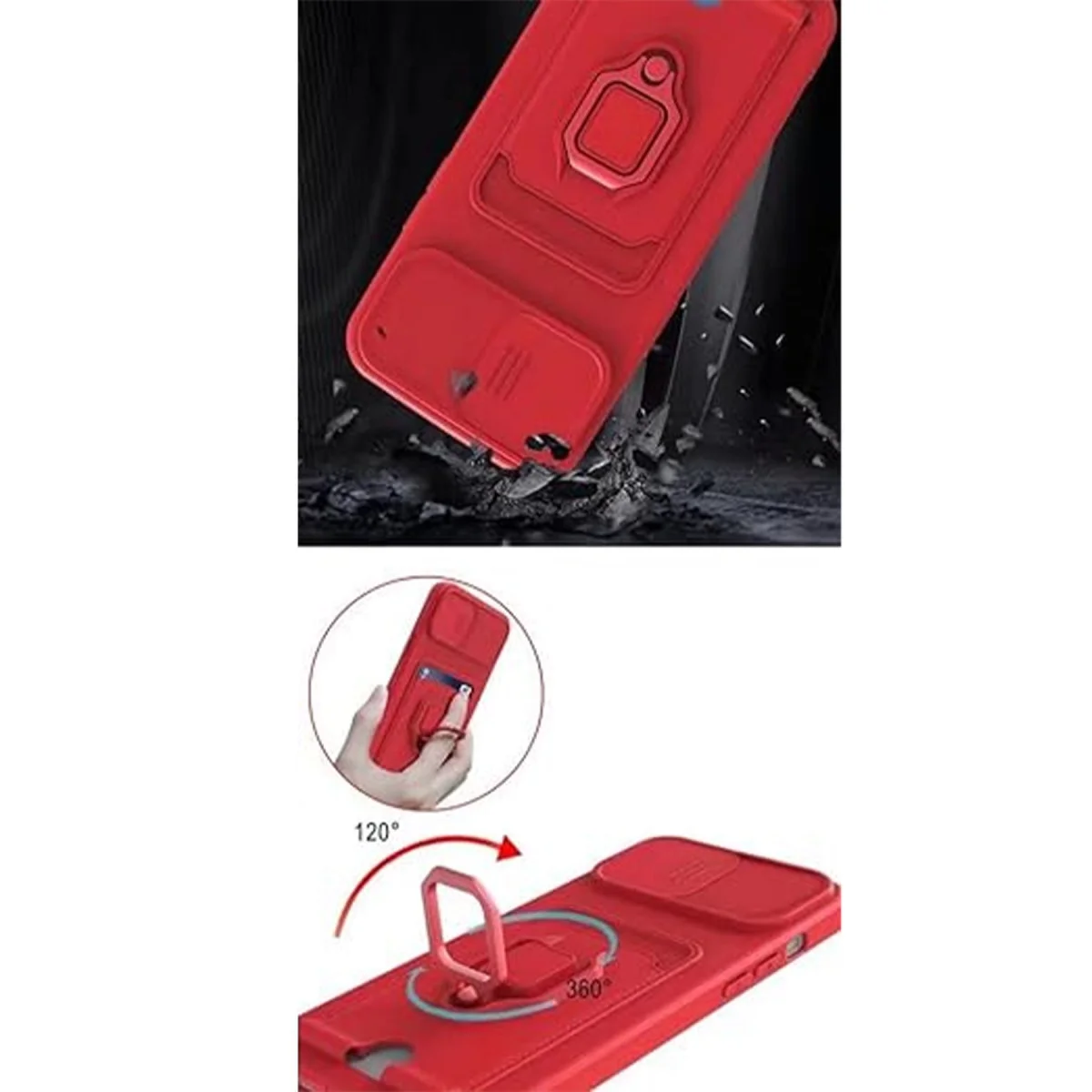 Note 13 Pro 5G Kılıf Silikon Zuma Kart Bölmeli Pembe - Kamera Korumalı ve Standlı