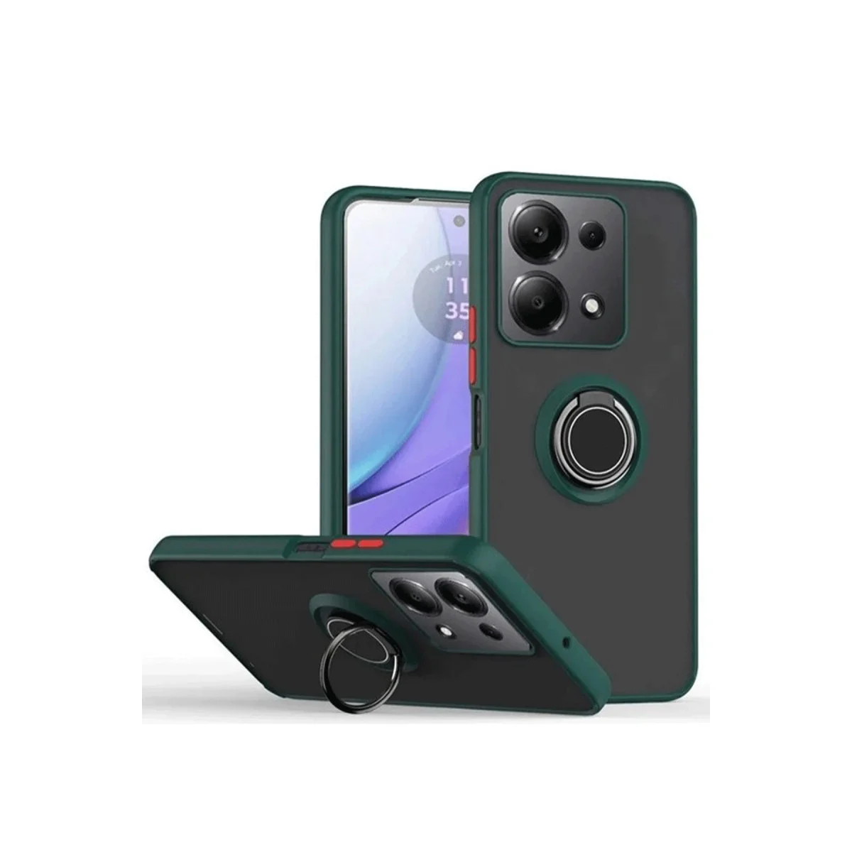 Note 13 Pro 5G Montreal Yüzüklü Silikon Kılıf - Yeşil
