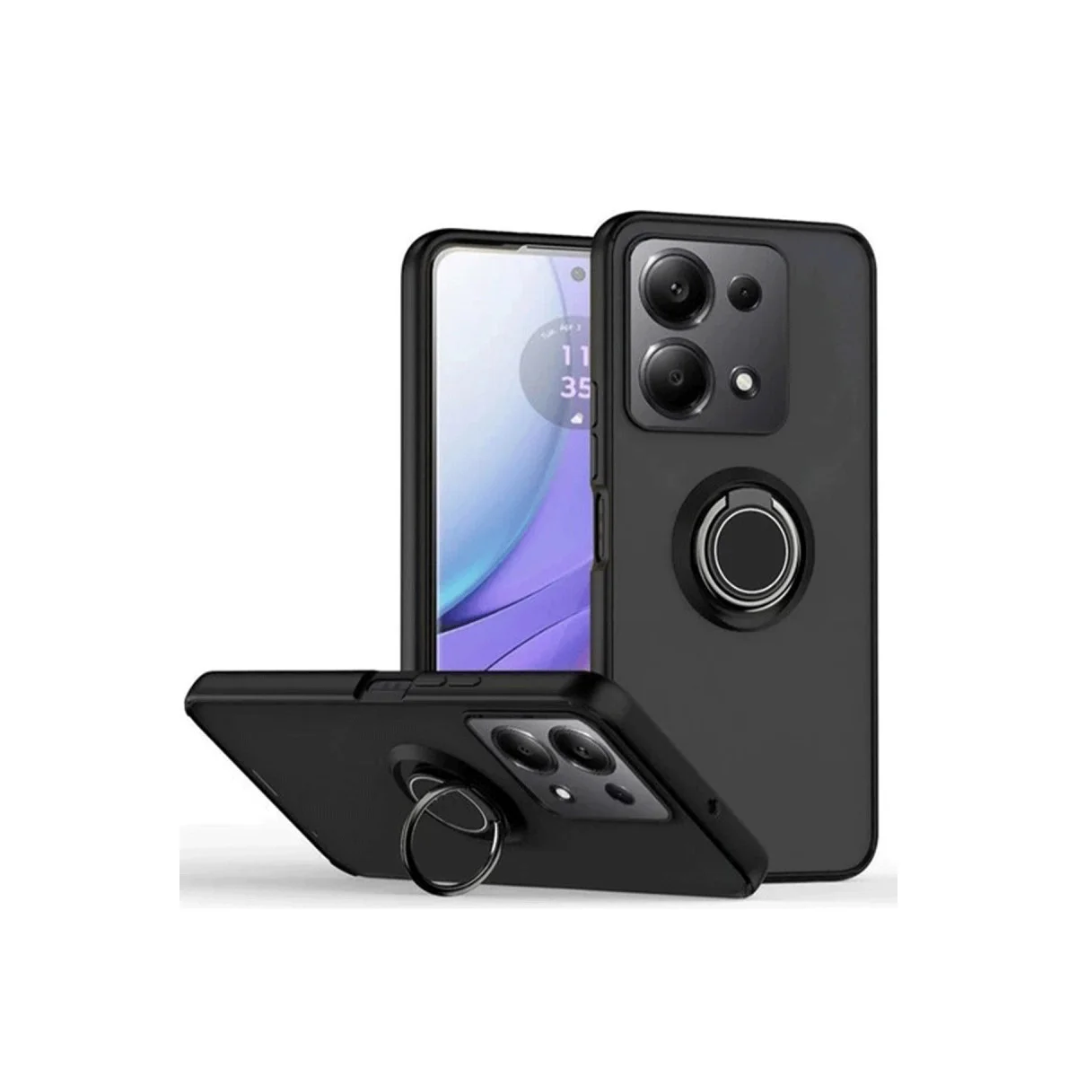 Note 13 Pro 5G Montreal Yüzüklü Silikon Kılıf - Siyah