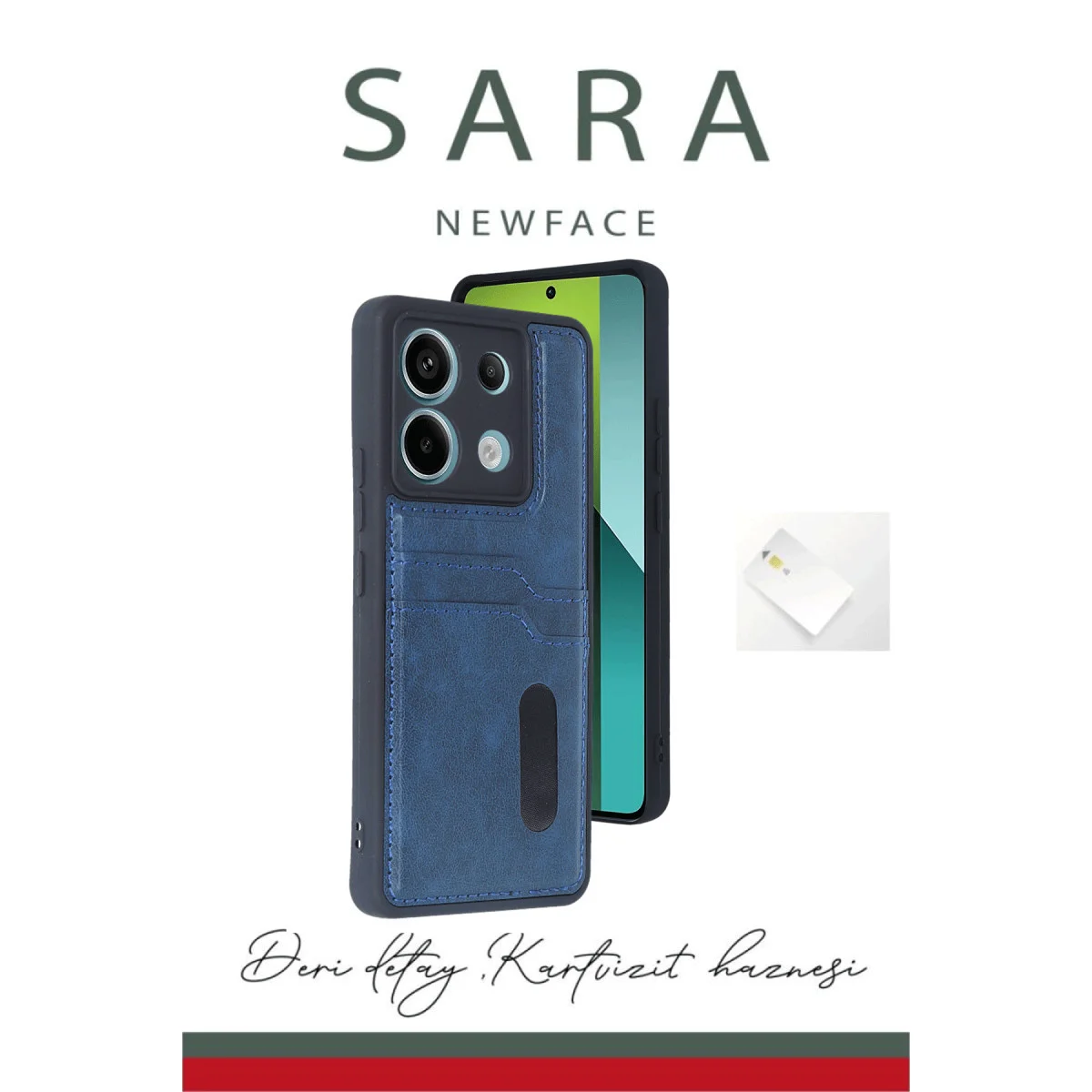 Note 13 Pro 5G Sara Kartvizitli Deri Kılıf - Siyah