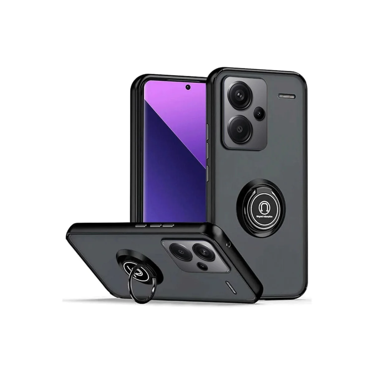 Note 13 Pro Plus Montreal Yüzüklü Silikon Kılıf - Siyah