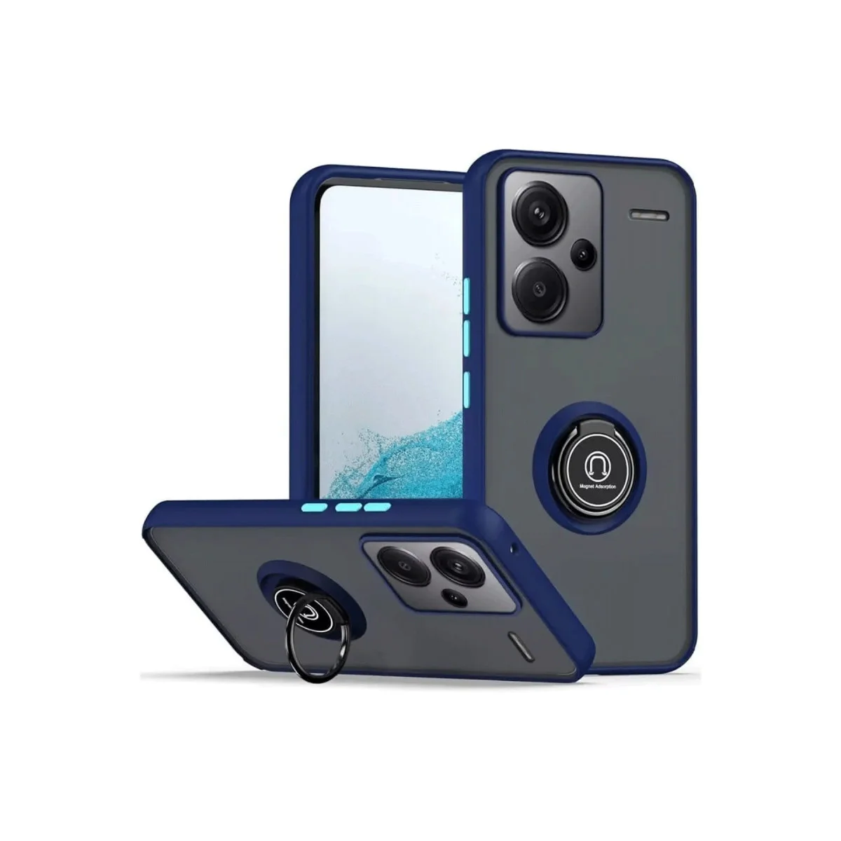 Note 13 Pro Plus Montreal Yüzüklü Silikon Kapak - Lacivert