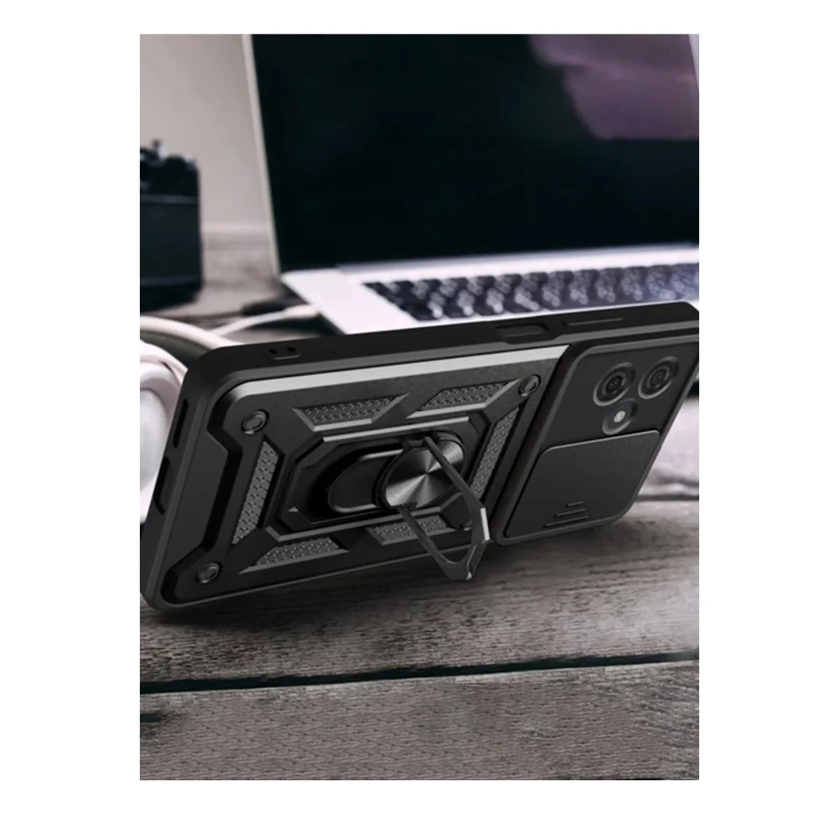 Note 13 Pro Plus Silikon Kılıf - Pars Lens Yüzüklü, Yeşil