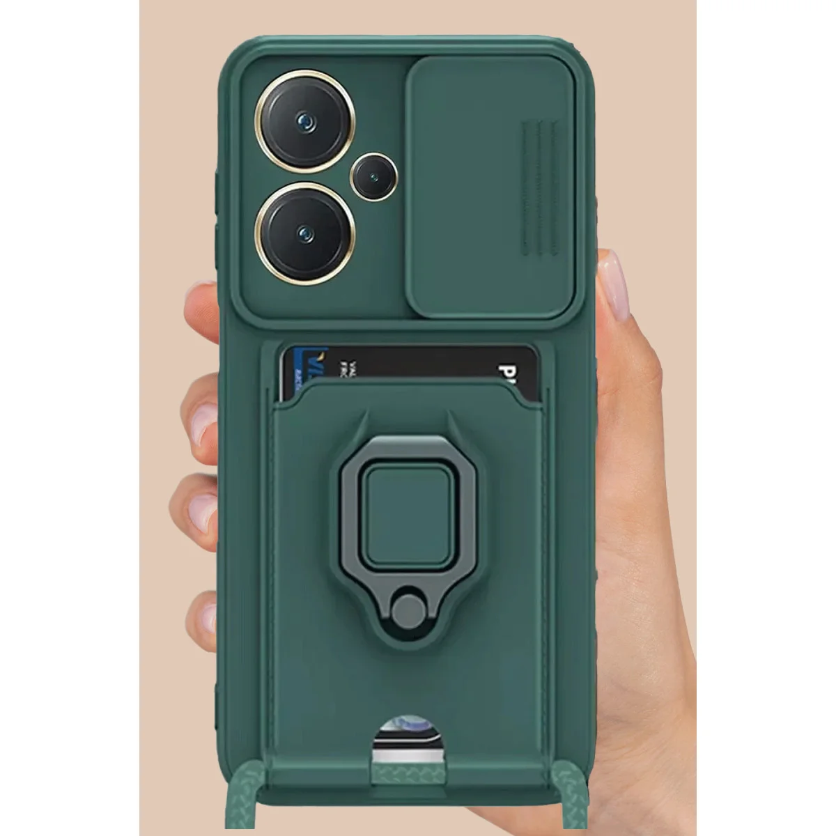 Note 13 Pro Plus Zuma Kartvizitli Silikon Kılıf - Yeşil | Ekran ve Kamera Korumalı Standlı Kılıf