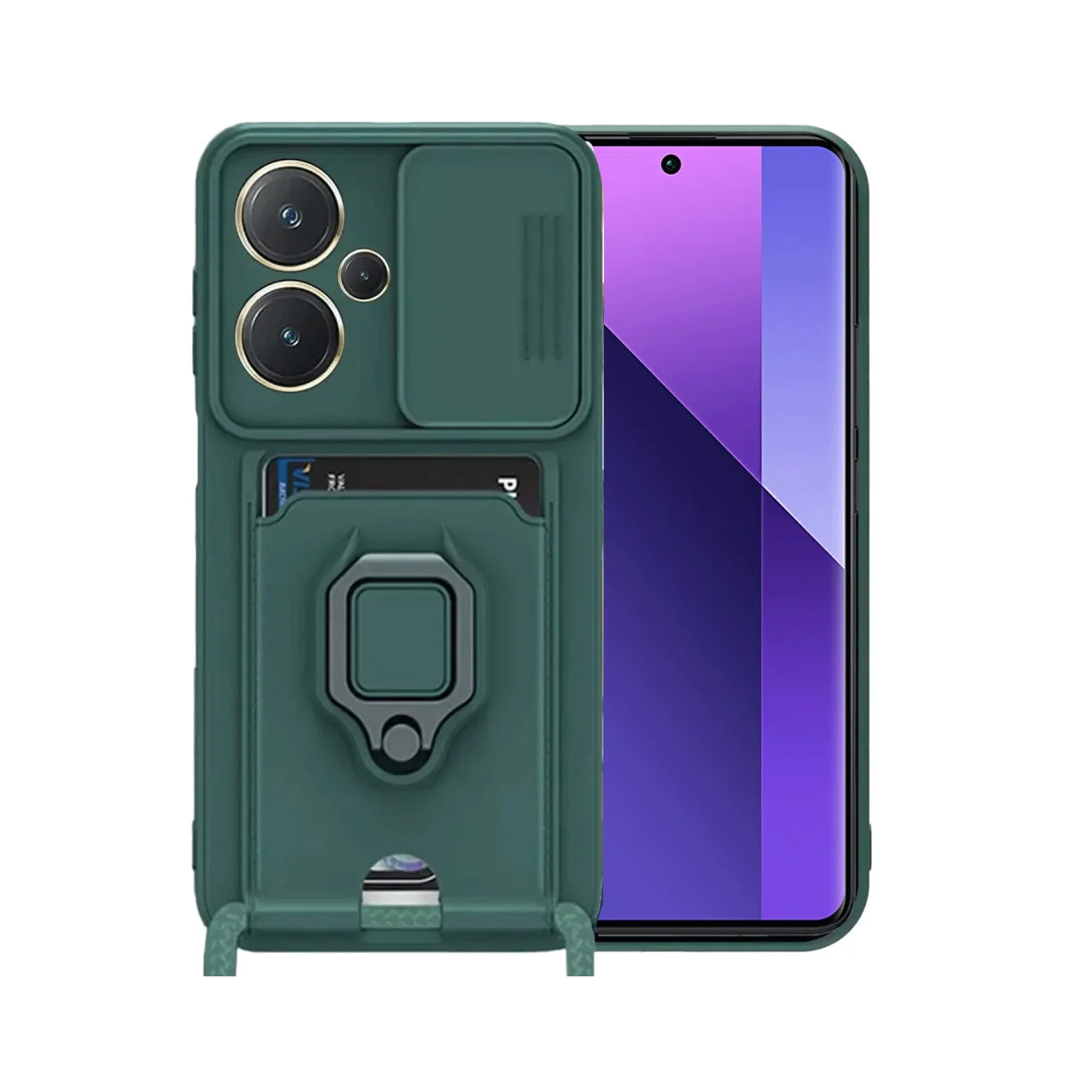 Note 13 Pro Plus Zuma Kartvizitli Silikon Kılıf - Yeşil | Ekran ve Kamera Korumalı Standlı Kılıf