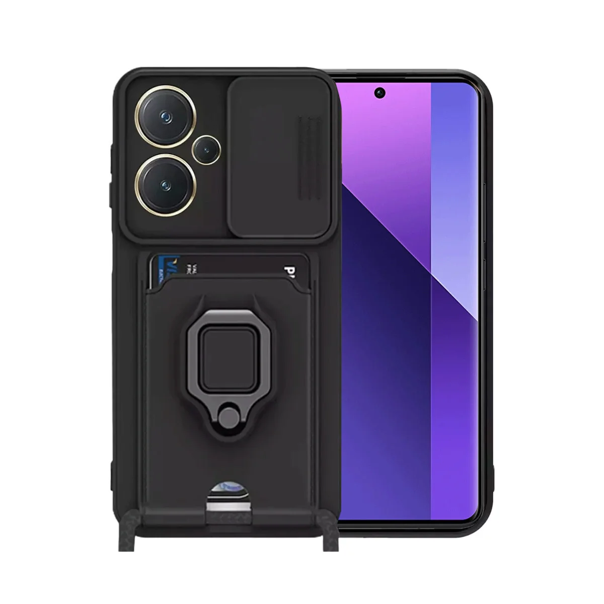 Note 13 Pro Plus Zuma Kartvizitli Yüzüklü Silikon Kılıf - Siyah