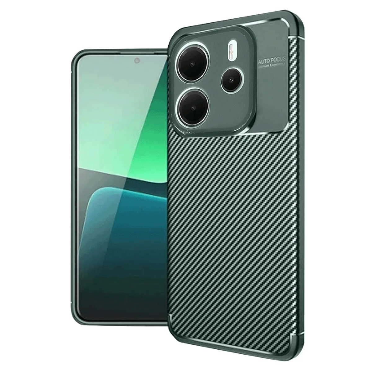 Note 14 4G Auto Focus Karbon Fiber Kılıf - Koyu Yeşil