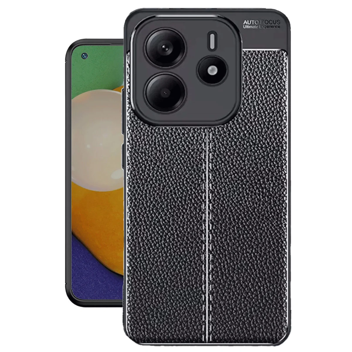 Note 14 4G Auto Focus Kılıf – Siyah TPU Deri Dokulu ve Darbe Korumalı