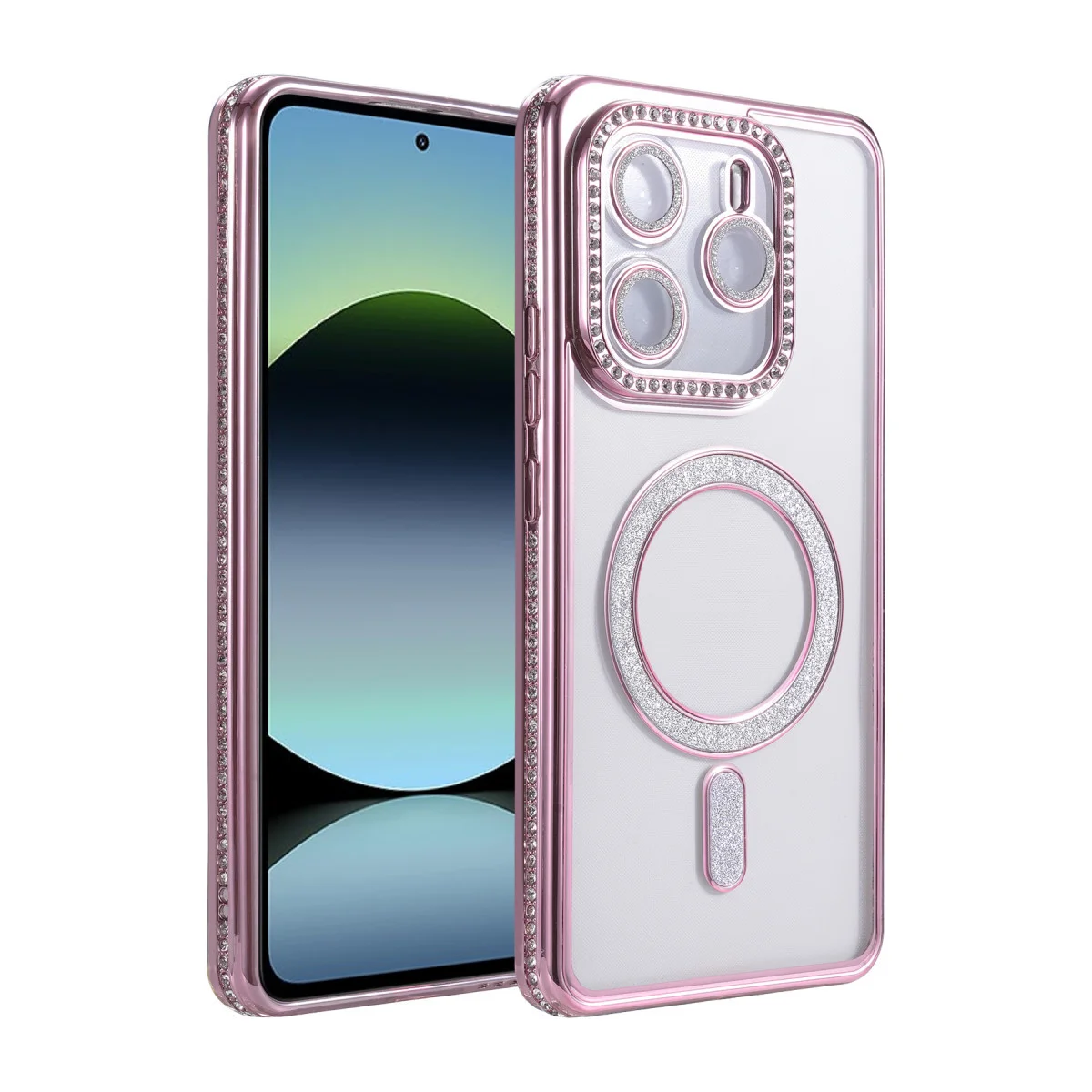 Note 14 4G Joke Simli Magnetik Kılıf - Pembe TPU