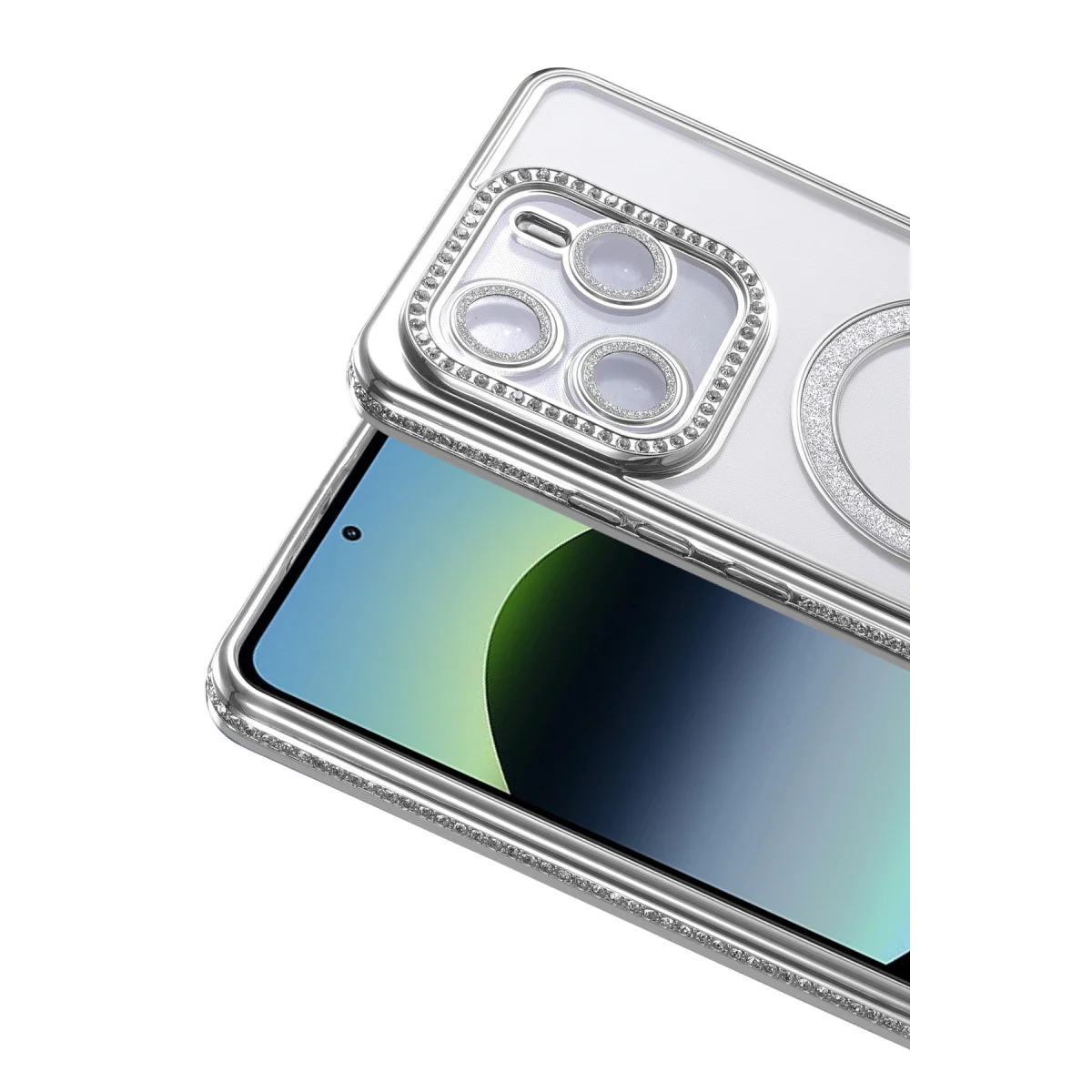Note 14 4G Joke Simli Magneticsafe Kılıf - Gümüş, Parlak Tasarım ve Tam Koruma