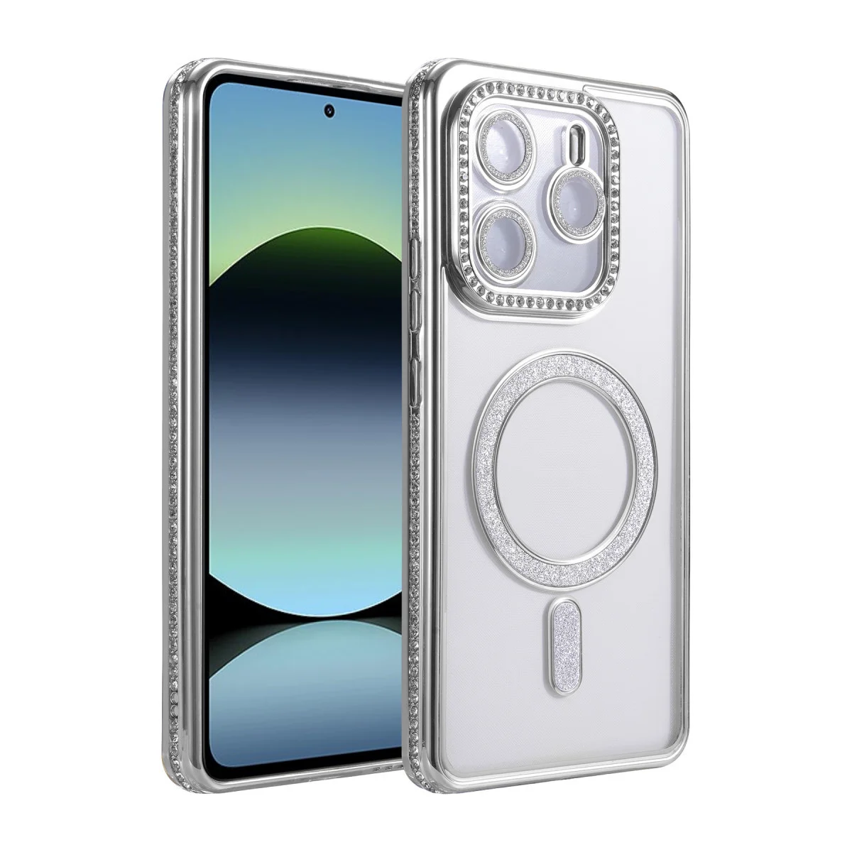 Note 14 4G Joke Simli Magneticsafe Kılıf - Gümüş, Parlak Tasarım ve Tam Koruma