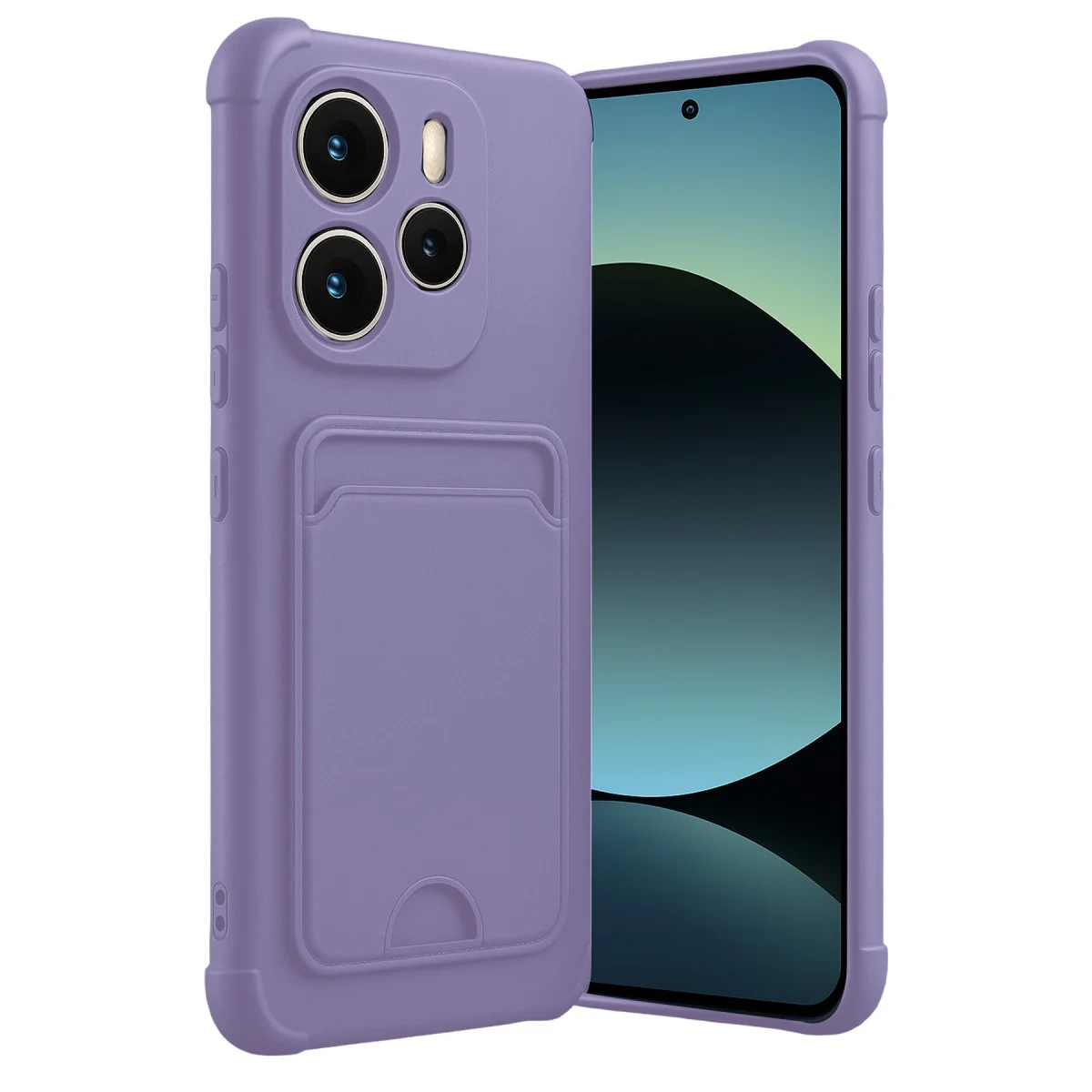 Note 14 4G Kelvin Kartvizitli Silikon Kılıf - Lila - 360° Tam Koruma