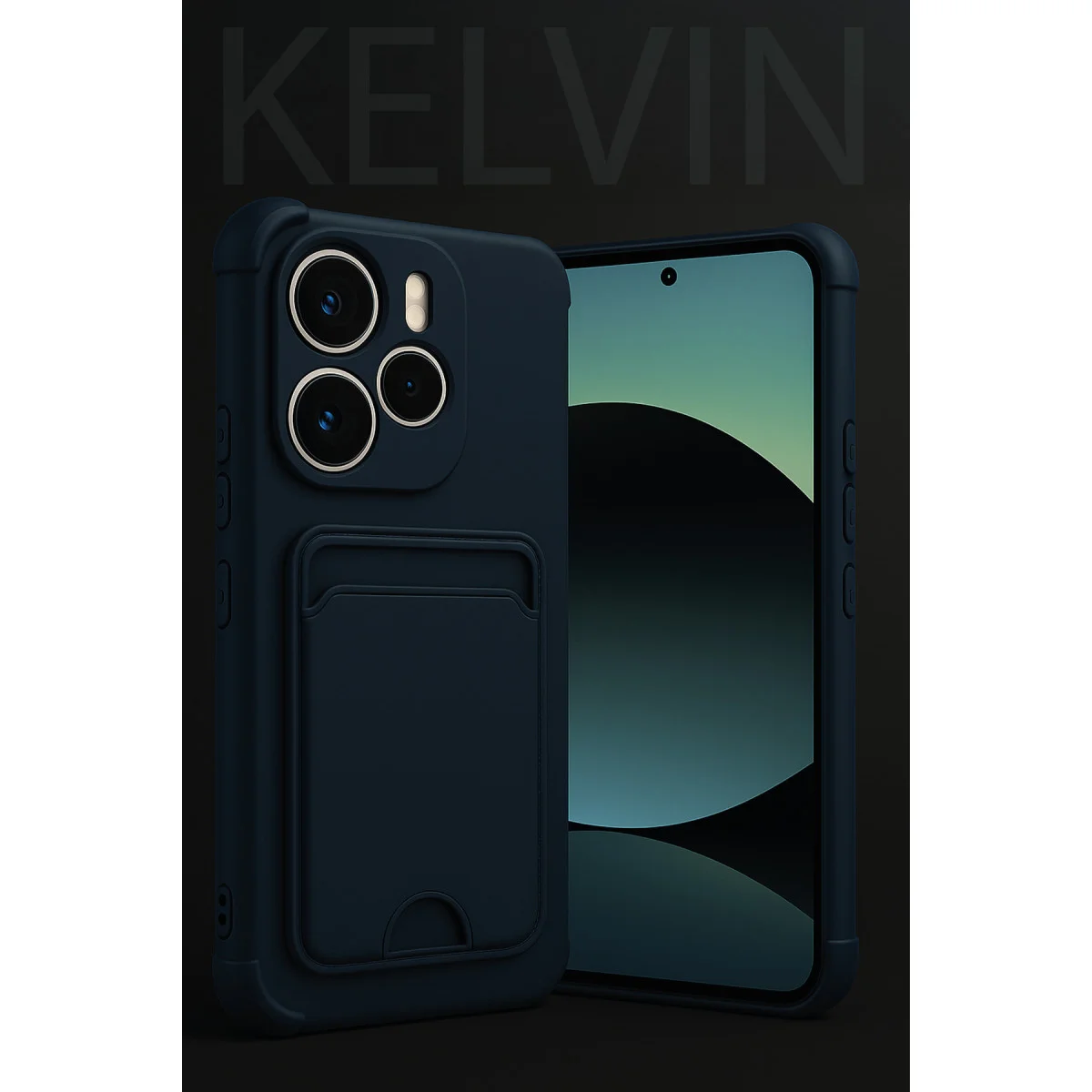 Note 14 4G Koyu Yeşil Kelvin Kartvizitli Silikon Kılıf - Premium Korumalı ve Fonksiyonel