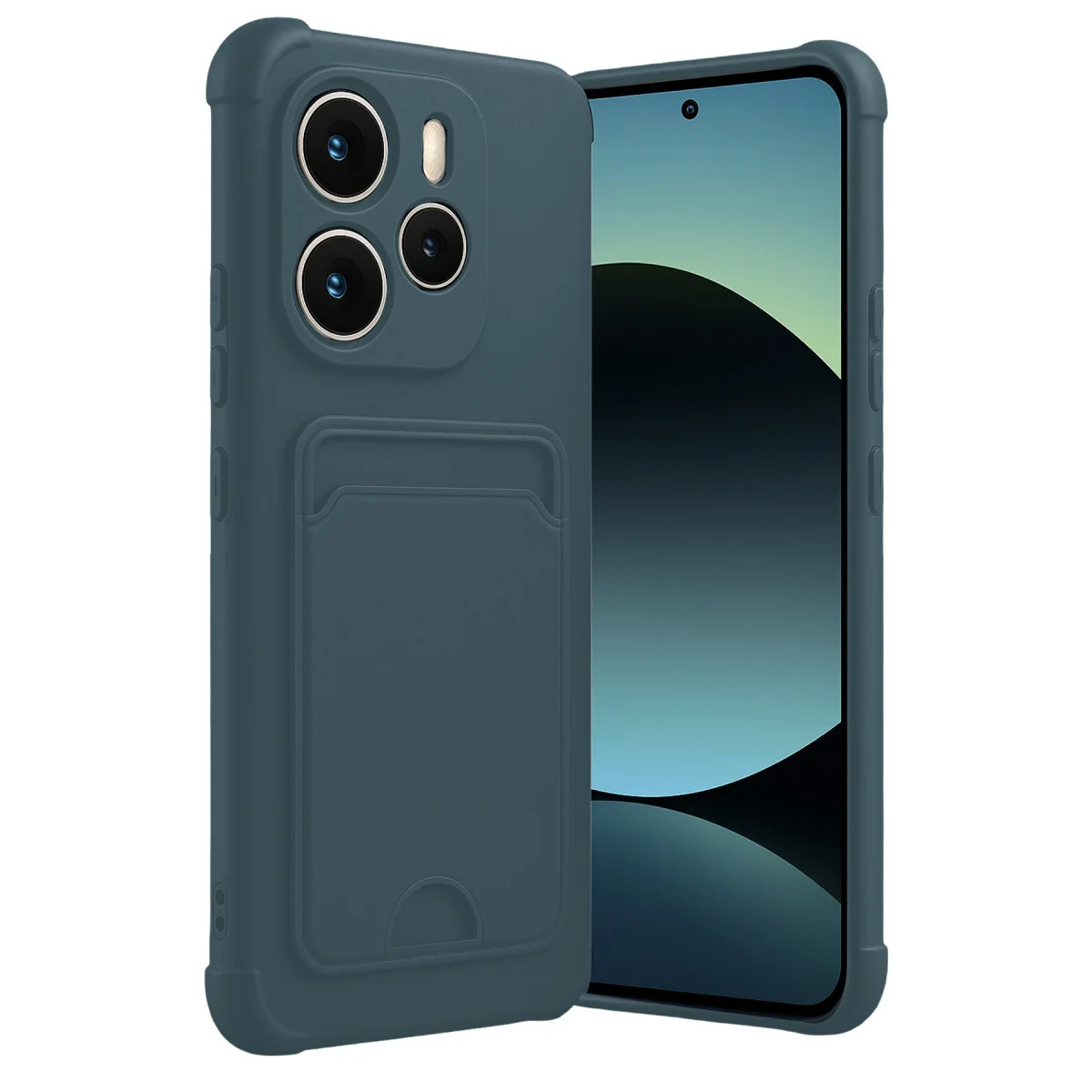 Note 14 4G Koyu Yeşil Kelvin Kartvizitli Silikon Kılıf - Premium Korumalı ve Fonksiyonel