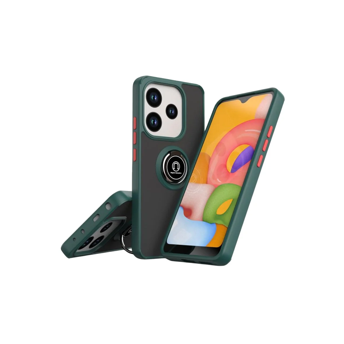 Note 14 4G Montreal Yüzüklü Silikon Kapak - Yeşil (Estetik ve Güçlü Koruma)