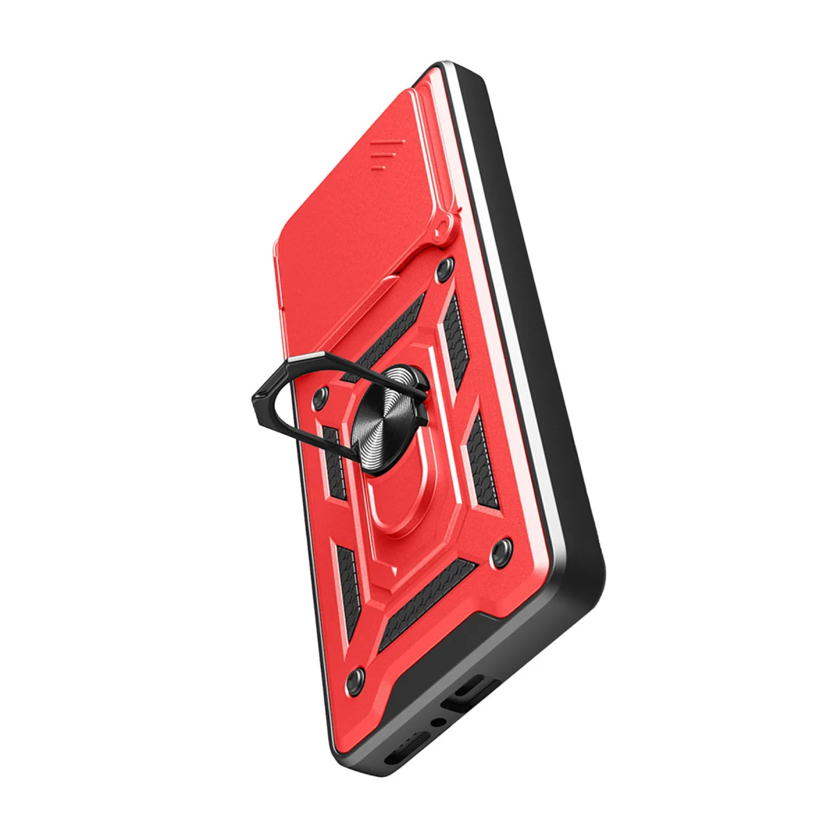 Note 14 4G Pars Lens Silikon Kılıf - Kamera Koruma, Darbe Önleyici ve Metal Standlı Kırmızı