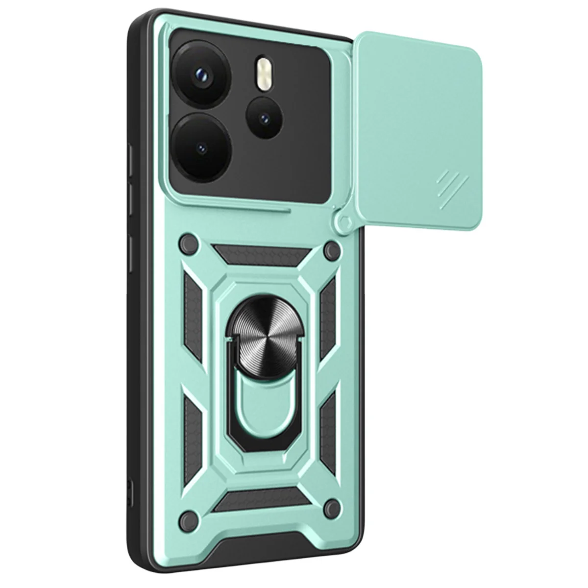 Note 14 4G Pars Lens Yüzüklü Silikon Kılıf - Yeşil
