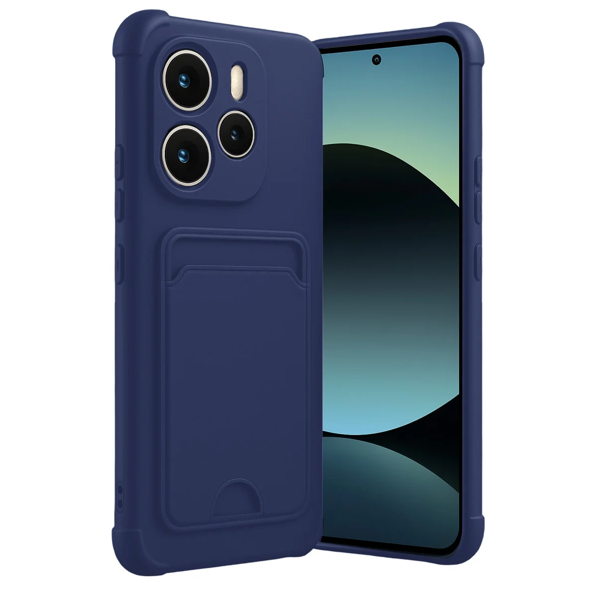 Note 14 4G Silikon Kılıf - Kartvizitli, Lacivert ve Premium Koruma